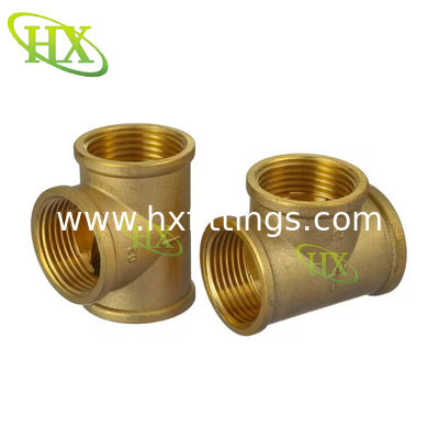 Phụ kiện đường ống bằng đồng thau lắp ống nước bằng đồng thau có ren nữ tee 3/8-2" giá xuất xưởng tee ống đồng-Hongxin.